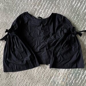 Free People Black Blouse with Tie Sleeves